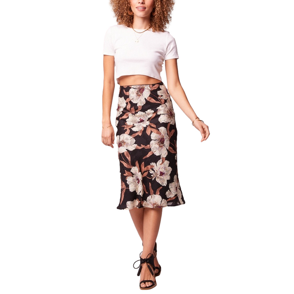BAND OF THE FREE Women’s small RHO BLACK FLORAL TEXTURED SLIP SKIRT NWT